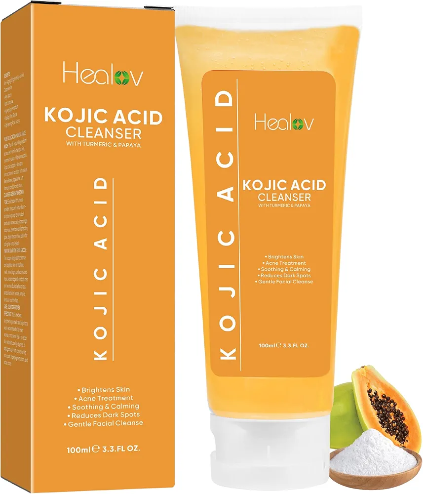 Kojic Acid Soap for Hyperpigmentation – Skin Brightening Kojic Papaya Face and Body Wash – Dark Spot Soap Reduces Acne, Scars, and Evens Skin Tone – Turmeric Facial Cleanser for Brighter Glowing Skin