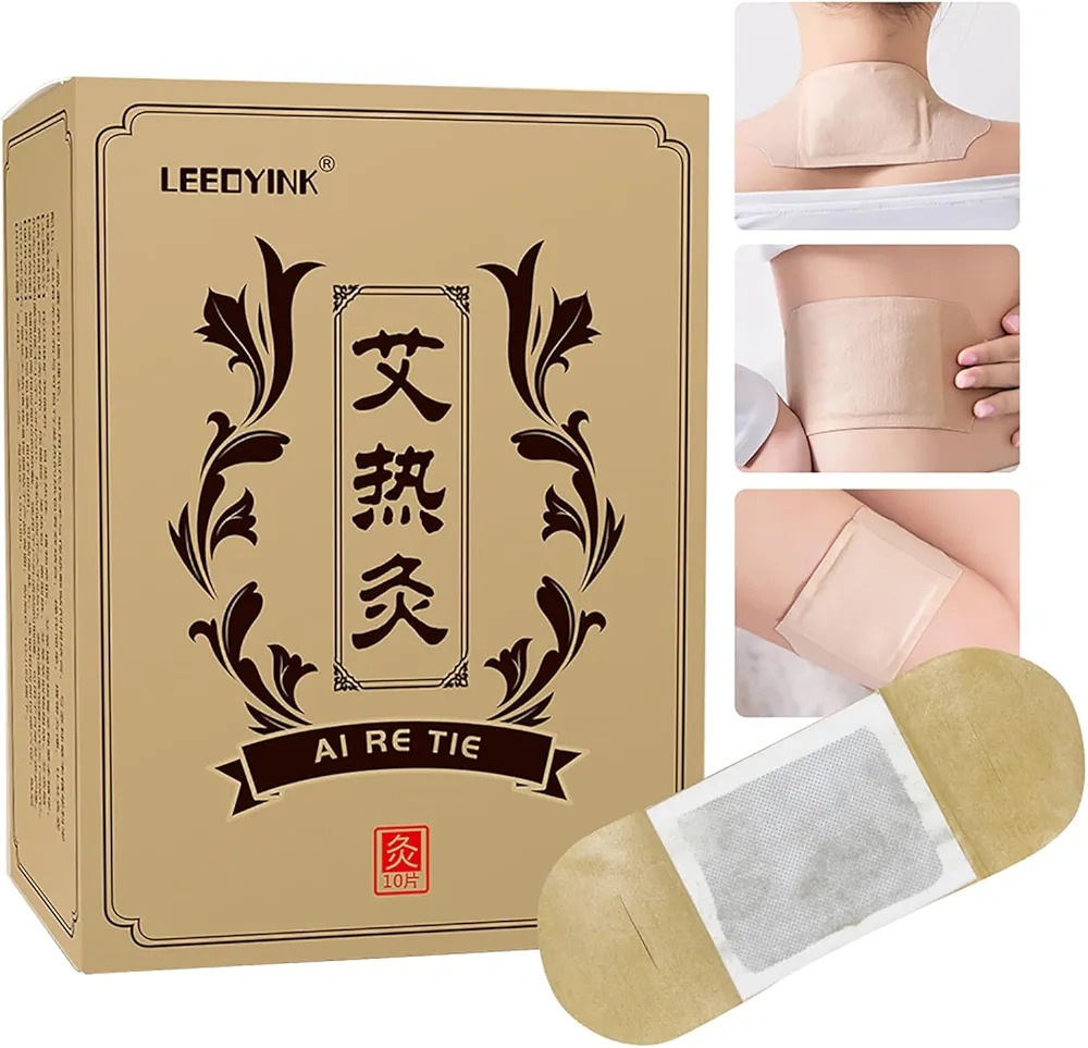 Mugwort hot moxibustion Patch, self-Heating moxibustion Patch, Natural Mugwort Extract Promotes Blood Circulation, relieves Shoulders, Waist, Legs, Uterine Cold, and soothes Body Joints (10pcs)