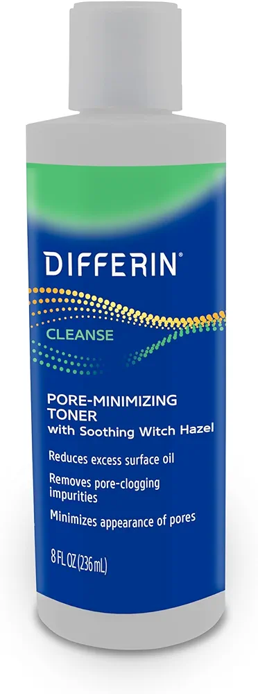 Differin Witch Hazel Toner for Face, Pore-Minimizing Skin Toner by the makers of Differin Gel, Gentle Skin Care for Acne Prone Sensitive Skin, 8 oz (Packaging May Vary)