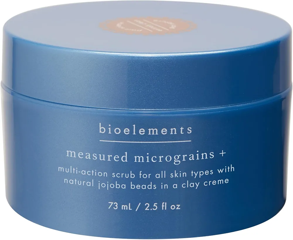 Bioelements Measured Micrograins + - 4 fl oz - Multi-Action Facial Scrub for All Skin Types - Featuring Natural Jojoba Beads in a Clay Creme - Vegan, Gluten Free - Never Tested on Animals