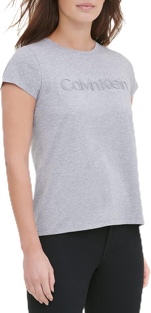 Calvin Klein CALJS Womens Sportswear T Shirt,Heather Granite,XS