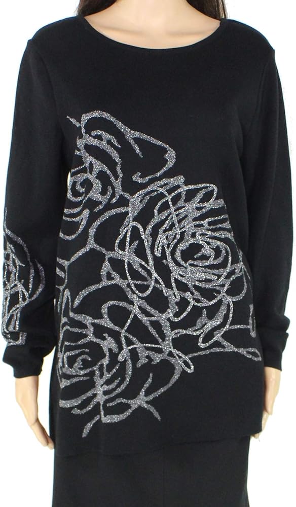 Alfani Womens Abstract-Print Pullover Sweater