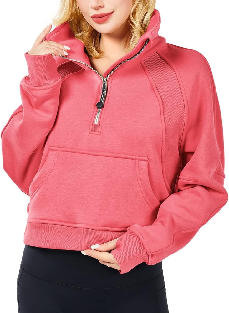 Fall Outfits for Women 2024 Athletic Fashion Sweatshirt Fleece Lined half Zip Pullover Thumb Hole Workout Tops