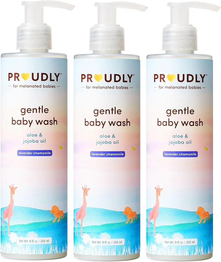 PROUDLY Gentle Baby Wash by Gabrielle Union & Dwyane Wade, for Black & Brown Babies & Dry, Sensitive Skin, Tear-Free, pH Balance, Lavender Chamomile, 3-Pack (9 oz each)