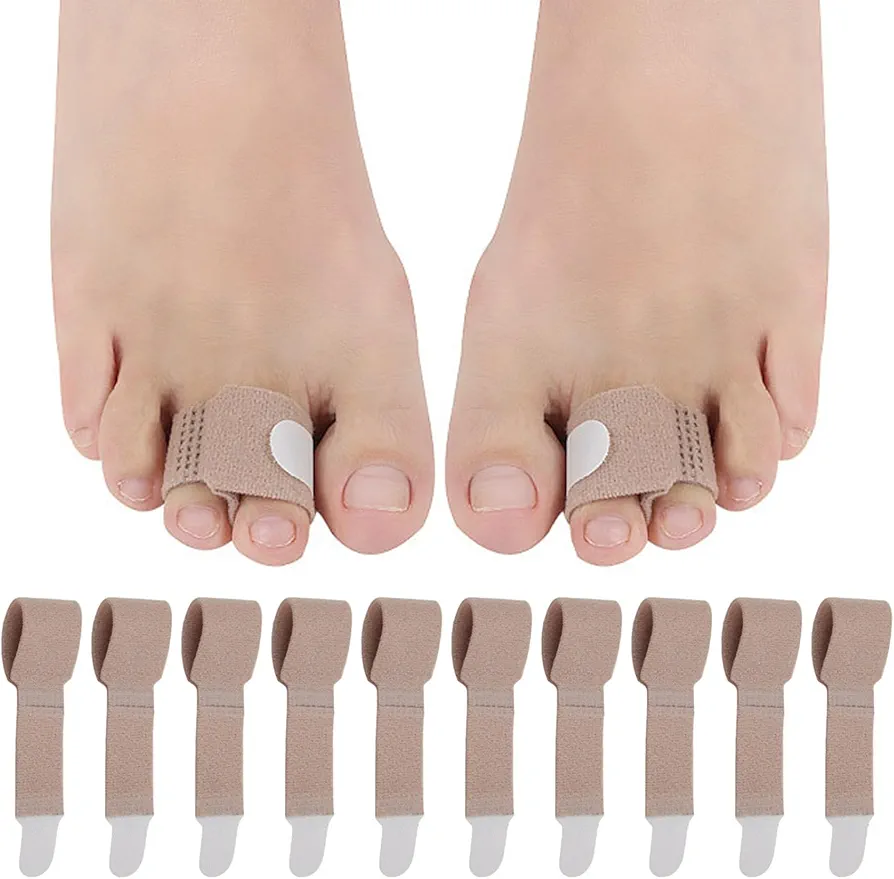 Toe Splints for Straightening 10PCS Skin-Friendly Breathable Hammer Toe Straightener with Fasten Tape Hammer Toe Corrector for Women Overlapping Toe, Bent Toe, Crooked Toesand Hand Finger Correcting