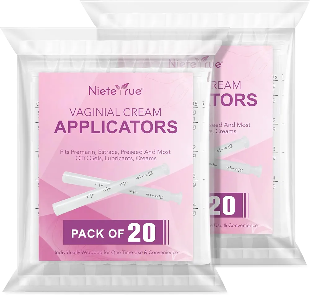 Updated Vaginial Cream Applicators (40 Packs) Disposable Dosage Markings Plastic Individually Wrapped Fit to Most Cream, Gels, Lub-ric-ants, Feminine Care Vaginial Applicators