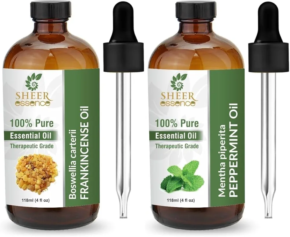 Combo Frankincense Oil Essential Oil (4 Fl Oz) and Peppermint Oil Essential Oil (4 Fl Oz)