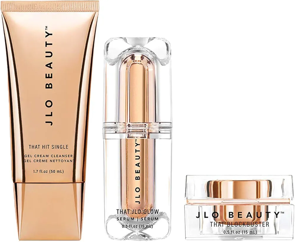 JLO BEAUTY That JLo Starter Kit | Includes Serum, Cleanser, and Cream, Gently Tightens, Clears, Brightens, and Hydrates for Smooth, Radiant Skin