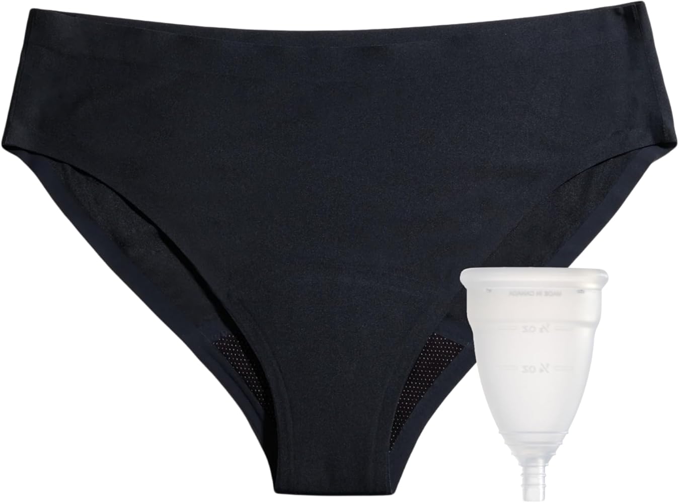 DIVA Reusable Period Underwear & DIVA Cup Model 1 - Menstrual Underwear - Medical Grade Period Cup - Bikini, Black