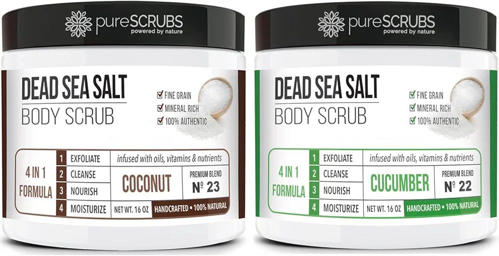 pureSCRUBS Coconut Dead Sea Salt Scrub + Cucumber Body Scrub