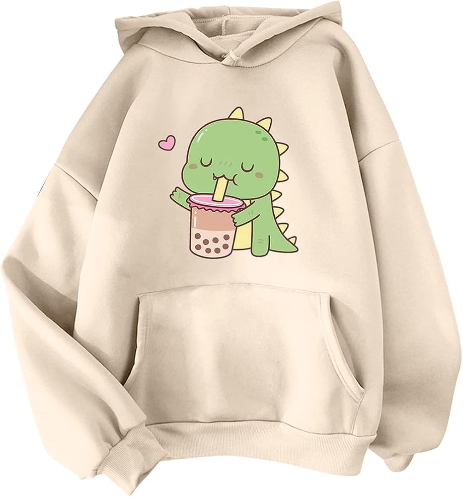 Kawaii Hoodie Women Girl Cute Pattern Print Sports Outerwear Warm Sweater Tops Teenager Sweatshirt