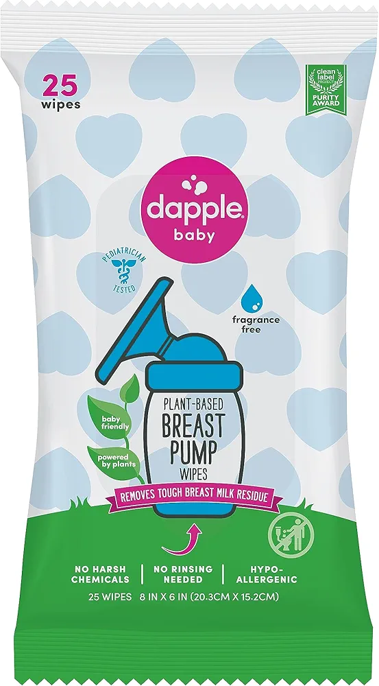 Mommy's Bliss Gripe Water Original Infant Gas Relief + Breast Pump Wipes by Dapple Baby Plant Based Hypoallergenic 25 Count