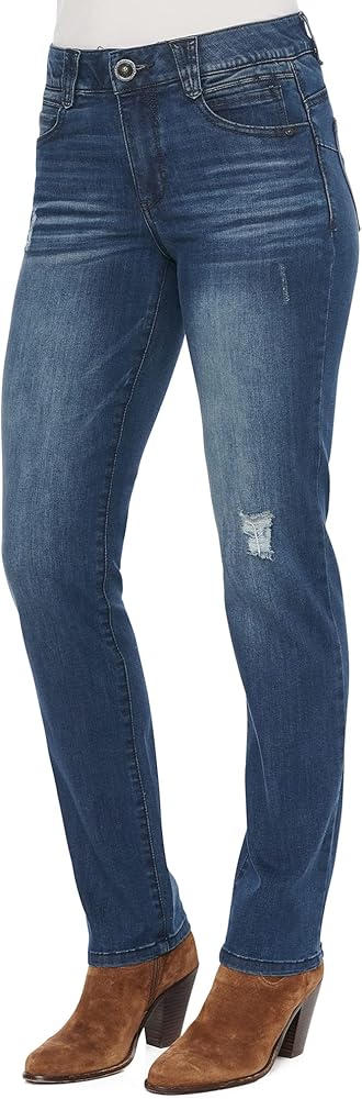 Democracy Women's Ab Solution Straight Leg Jean, Blue Vintage, 10