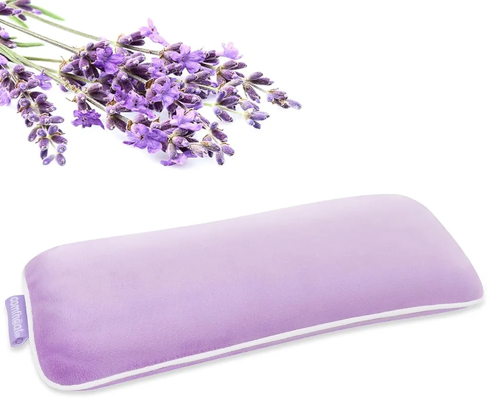 Lavender Weighted Eye Pillow for Yoga, Microwavable Moist Heat Eye Compress Mask with Washable Cover for Relaxation, Sleeping, Meditation, Yoga, Spa, Migraine Relief (Purple)