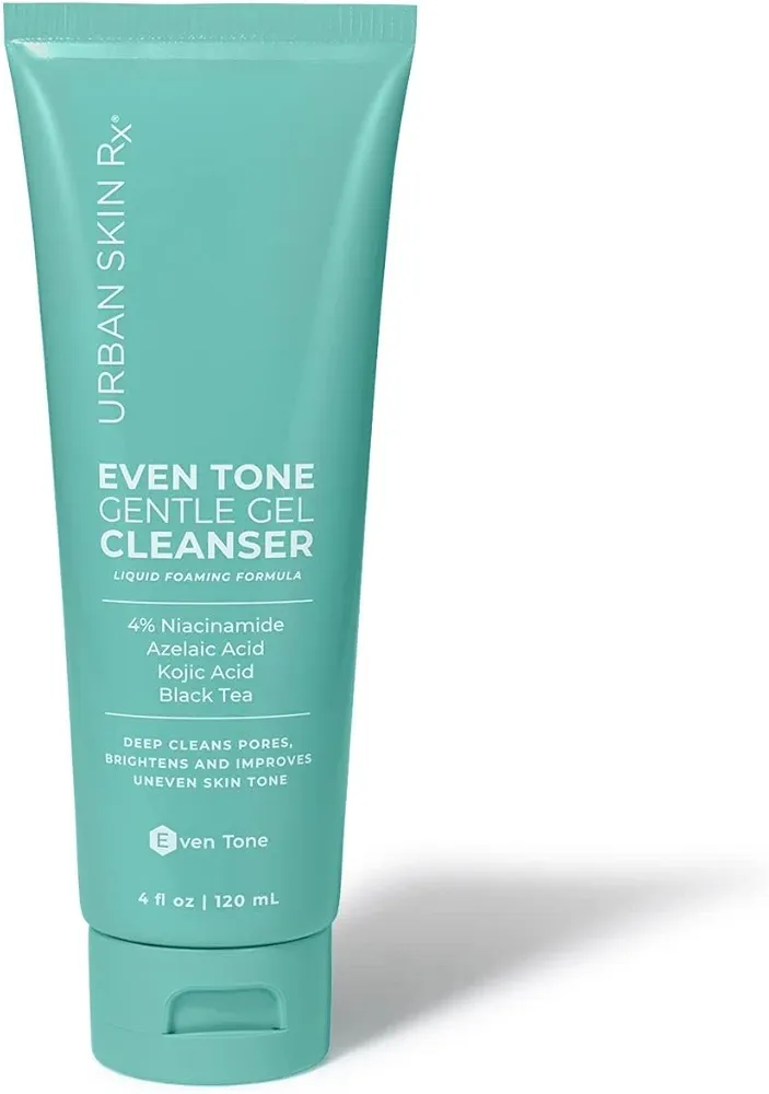 Urban Skin Rx, Even Tone Gentle Gel Cleanser | Improves the Look of Dark Spots, Brightens and Deep Cleans, Foaming Daily Cleanser with Kojic Acid, Azelaic Acid, Niacinamide, and Black Tea | 4 Fl Oz