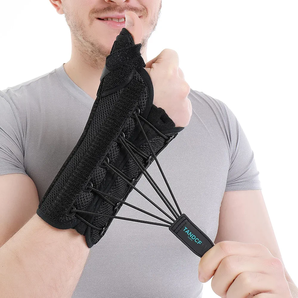 Unisex Universal Wrist Lacer Thumb Spica Splint for Carpal Tunnel Syndrome & De Quervain’s Syndrome,Adjustable Night Wrist Thumb Support Brace with Splints Right Hand For Women & Men,Great for Tendonitis,Arthritis,Wrist Pain,Sprain,Sports Injuries,Joint Instability(Right,Universal,Upgrade)