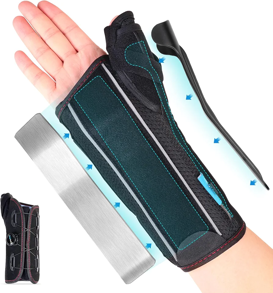 Wrist Brace with Thumb Spica Splint for De Quervain's Tenosynovitis, Carpal Tunnel Pain, Stabilizer Hand Brace for Tendonitis, Arthritis, Sprains & Fracture or Wrist Support Splint (Right Hand-L)