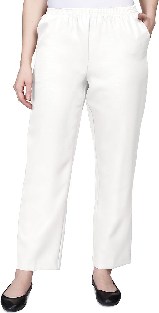 Alfred Dunner Classics Elastic Waist Pants White