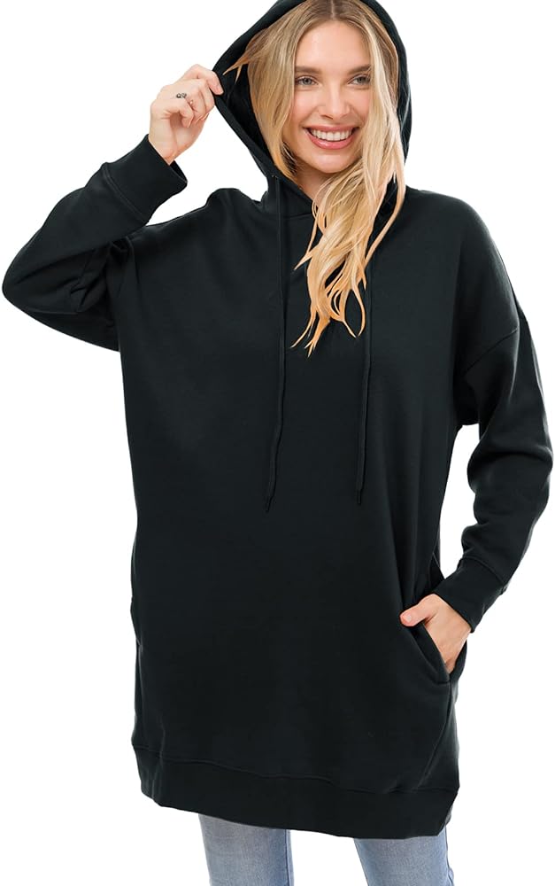 MixMatchy Women's Casual Long Sleeve Fleece Hoodie Fall Sweatshirts Hooded Pullover Tunic