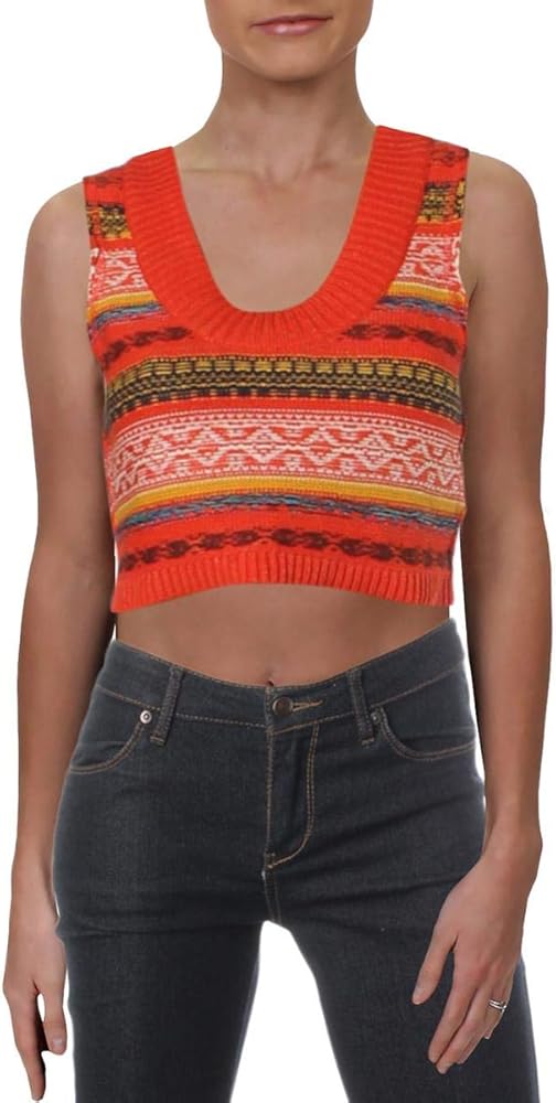 Free People Women's Fields of Fair-Isle Cropped Sweater Vest