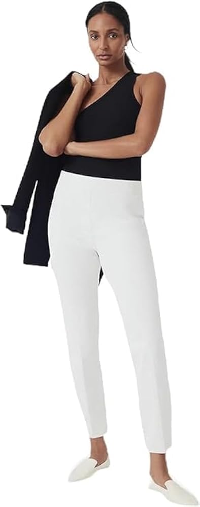 SPANX Women's On-The-Go Ankle Slim Straight Pants Classic White Tall Medium