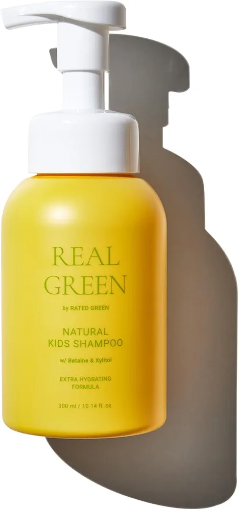 RATED GREEN - Real Green Natural Kids/Baby Shampoo - Moisturizing and Soothing with Organic Chamomile, Betaine, and Xylitol, Allergen-free and Natural Fragrance - 10.14 fl. Oz. 300ml