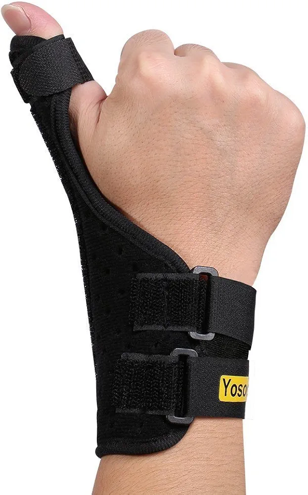 Thumb Support, Thumb Splint / Brace Stabilizer Reduces Pain from Thumb Sprains and Strains Thumb Tendonitis or Post Operation with Adjustable Support Wrist Strap fits Left &Right hand One Size Unisex Black