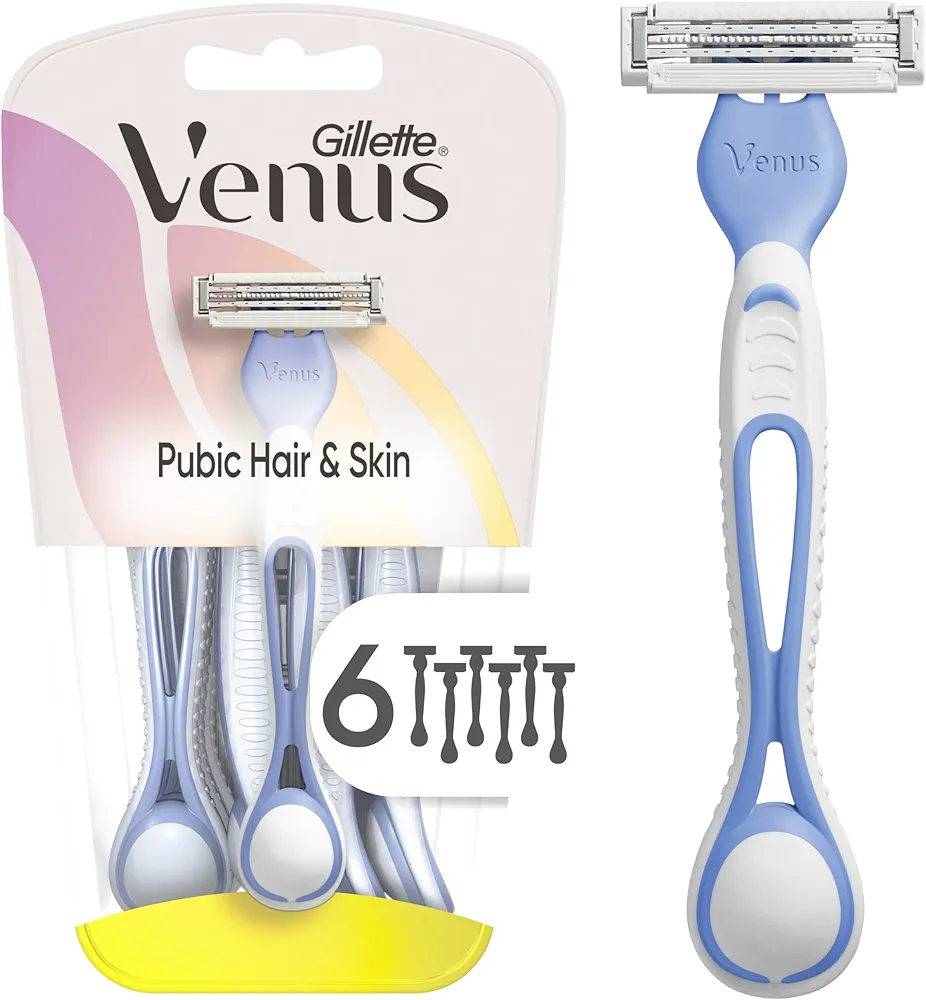 Gillette Venus Women's Disposable Razors for Pubic Hair and Skin, Bikini Razors for Women, 6ct