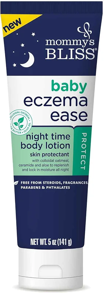 Mommy's Bliss Eczema Ease Night Moisturizer w/Colloidal Oatmeal, Shea Butter & Olive Oil, Relieves Skin Irritations & Itching due to Eczema, Ceramide & Aloe, Free of Steroids & Phthalates, 5 oz