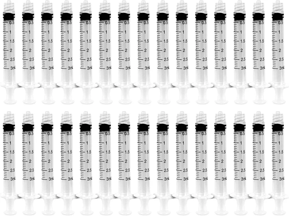 3ml Syringe Sterile with Luer Lock Tip - No Needle - Individually Sealed - Great for Medicine, Feeding Tubes, and Home Care - 30 Count