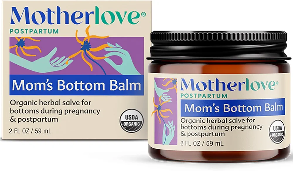 Motherlove Mom's Bottom Balm (2 oz) Organic Herbal Salve w/Witch Hazel for Bottoms During Pregnancy & Postpartum —Non-GMO Ointment