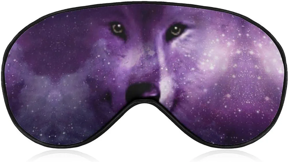 Space Wolf Face Eye Mask Blackout Sleep Mask Comfortable Blindfold Eyeshade Travel Eye Cover for Men Women