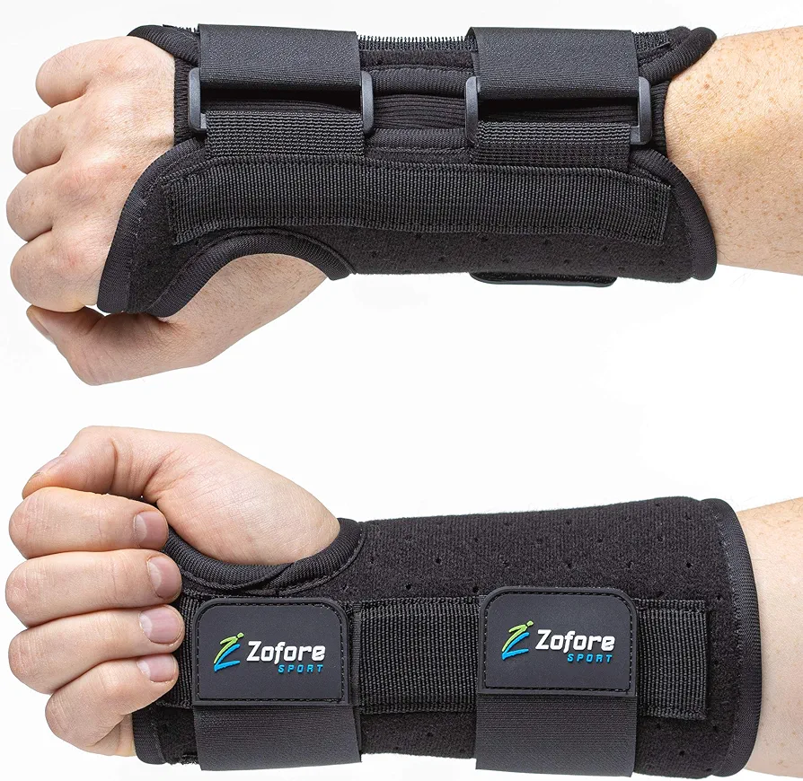 ZOFORE SPORT Carpal Tunnel Wrist Brace Support with 2 Straps and Metal Splint Stabilizer - Helps Relieve Tendinitis Arthritis Carpal Tunnel Pain - Reduces Recovery Time for Men Women - Left (L/XL)