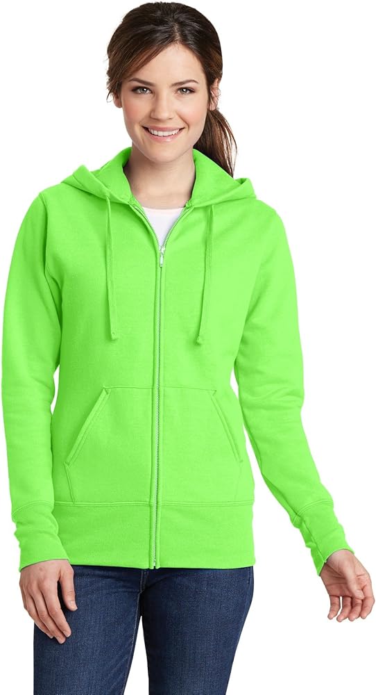 Port & Company Women's Classic Full-Zip Hooded Sweatshirt LPC78ZH Neon Green 4XL