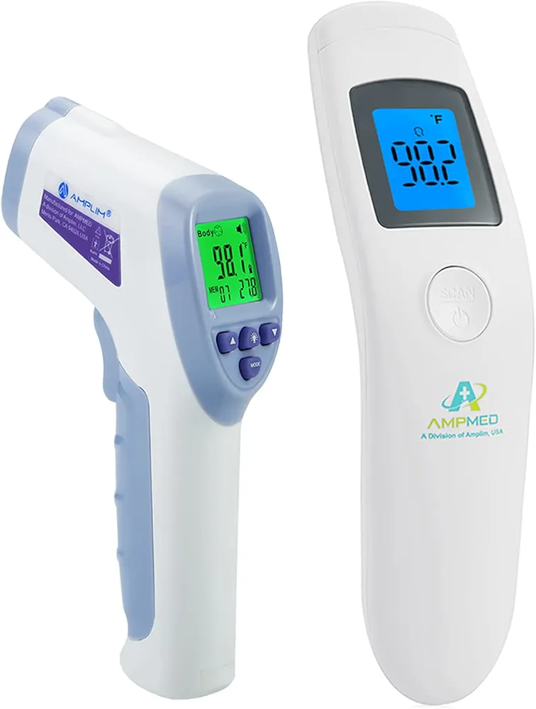 Amplim Premium Bundle Non-Contact Touchless Infrared Digital Forehead Thermometer