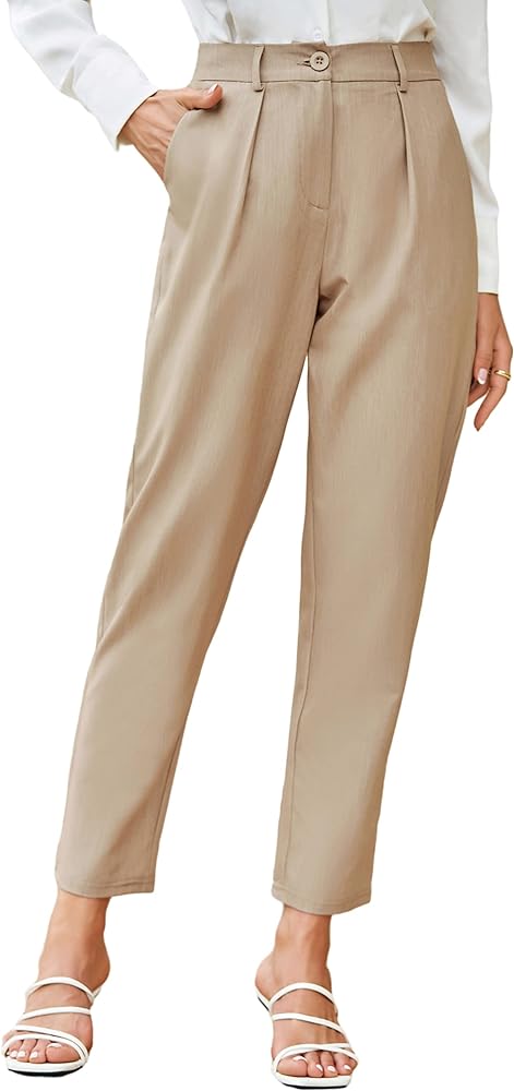 GRACE KARIN Women Work Pants 2024 Straight Legs Elastic Waist Pants with Pockets