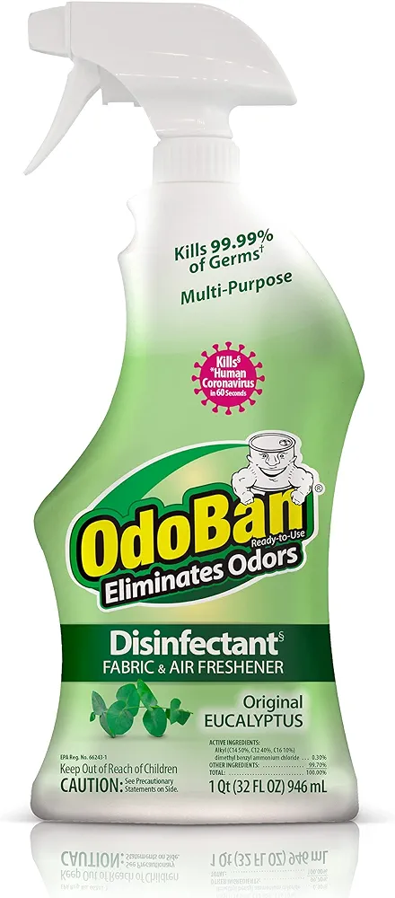 OdoBan Ready-to-Use Disinfectant and Odor Eliminator, 32 Ounce Spray Bottle, Original Eucalyptus Scent