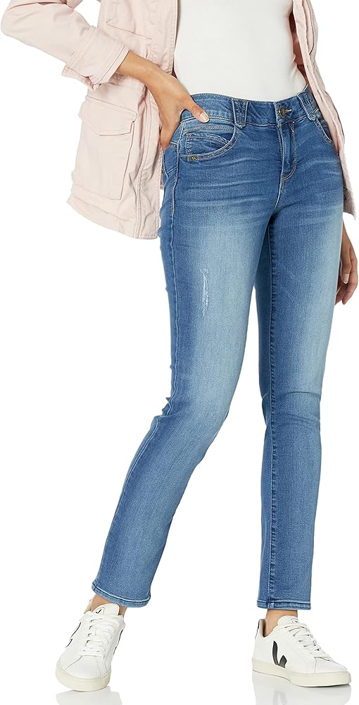 Democracy Women's Ab Solution Straight Leg Jean, Blue, 4