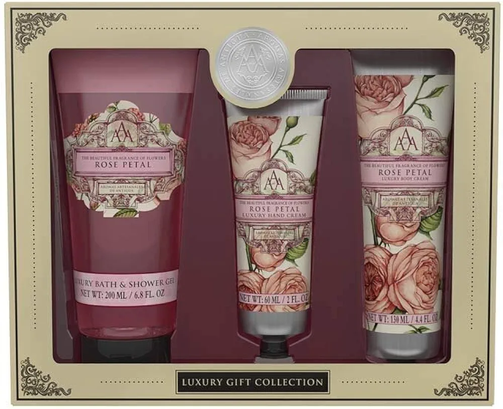 AAA Bath & Body Collection - Shower Gel 200ml, Hand Cream 60ml & Body Cream 130ml (Rose Petal)