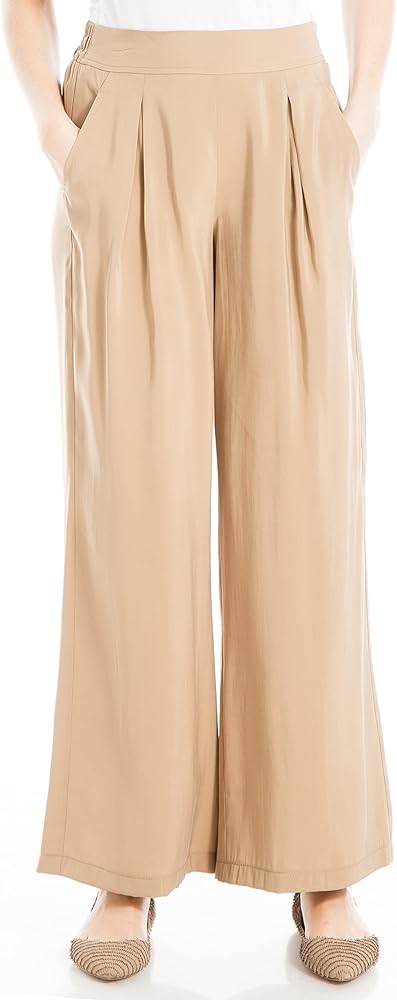 Max Studio Women's Wide Leg Pleated Front Trouser