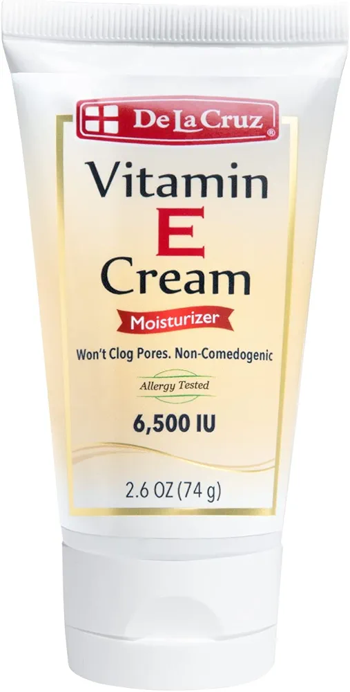 De La Cruz Vitamin E Cream Moisturizer for Face and Neck - Moisturizing Skin Care for All Skin Types - Made in USA