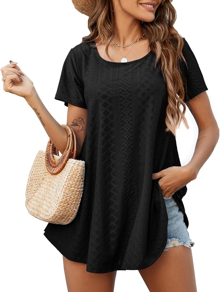 JollieLovin Women's Plus Size Tops Summer Tunic Short Sleeve Loose Fit T-Shirt to Wear with Leggings