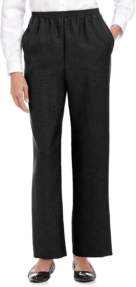 Alfred Dunner Petite Basic Polyester Pull-On Pants 09300, Black, 18P