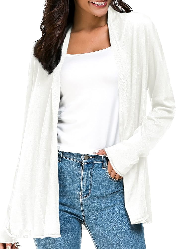 Urban CoCo Women's Long Sleeve Open Front Casual Thin Cardigan