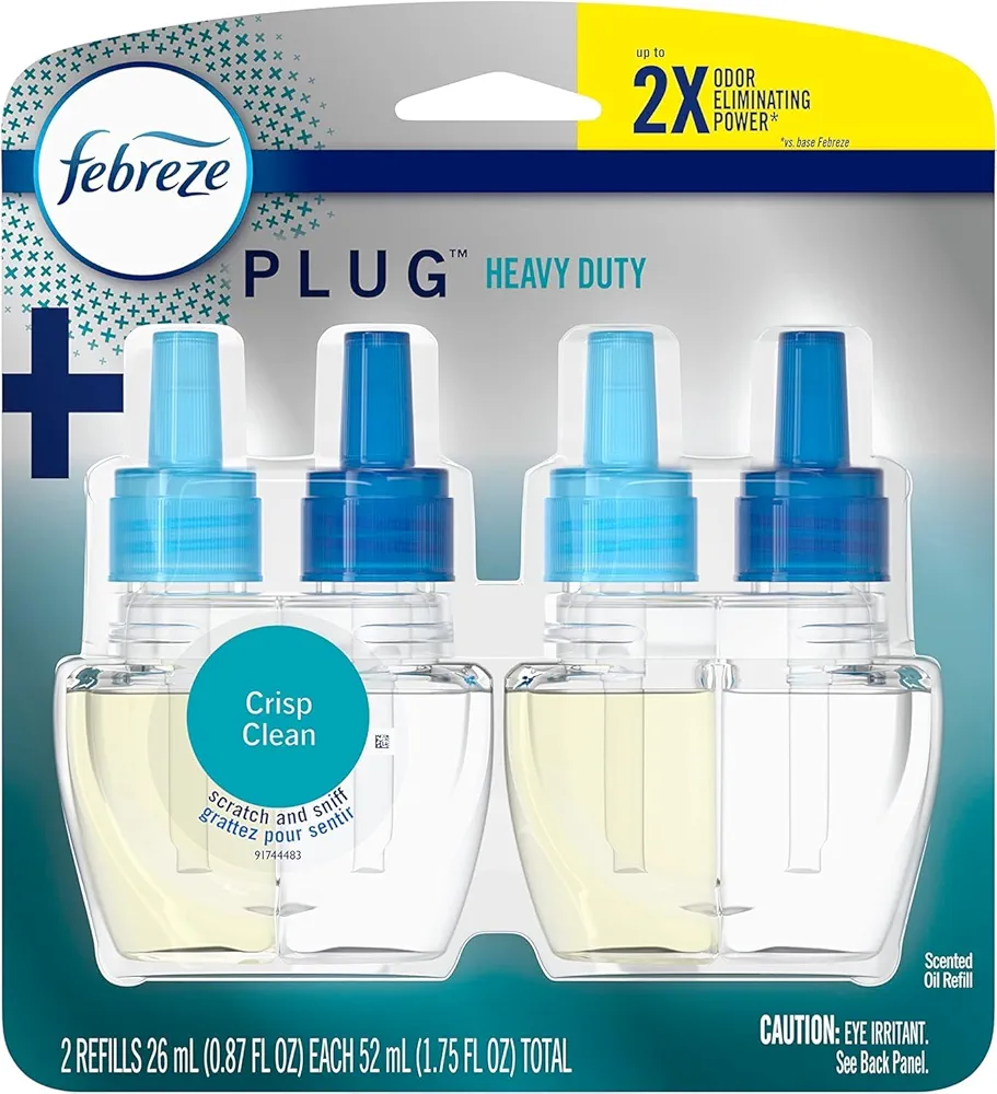 Febreze Plug with Fade Defy Technology Air Freshener (2) of 0.87 fl oz Refills (Crisp Clean)