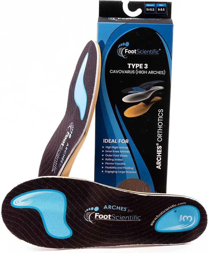 FootScientific® Arches Type 3 (High Arch) Orthotic Shoe Insoles (M12-12.5/ W14-14.5)