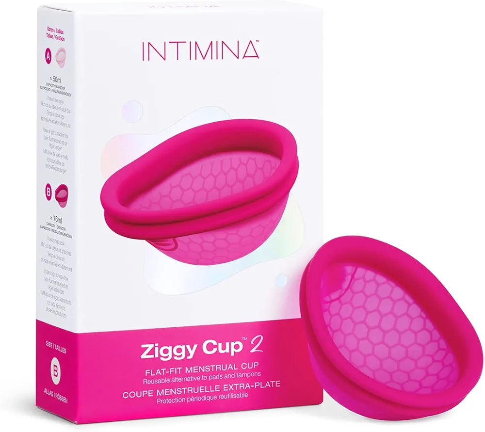 Intimina Ziggy Cup 2 - Extra-Thin Reusable Menstrual Disc, Period Cup, Disposable Menstrual Cup, with Flat-fit Design, Period Disc, Menstrual Cups Ring, Period Products (Size B)