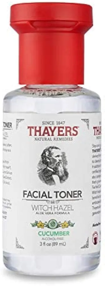 THAYERS Alcohol-Free Witch Hazel Facial Toner with Aloe Vera, Cucumber, Trial Size, 3 Ounce (Pack of 4)