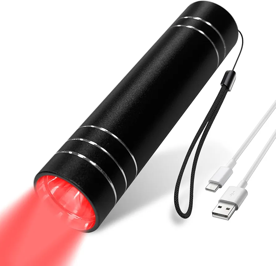 Red Light Therapy Lamp, 660nm Red Light & 850nm Infrared Lamp Therapy Torch with Timer, Portable LED Small Torch