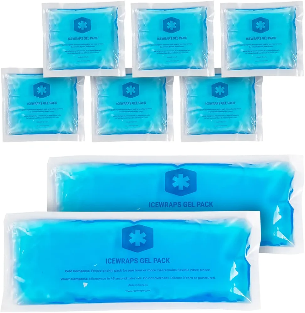 ICEWRAPS 4"x10" Reusable Perineal Ice Packs for Postpartum Recover and 3"x3" Small Gel Ice Packs for Injuries | Hot Cold Gel Pads for First Aid, Hemorrhoid, or Postpartum Kit | Mini Tiny Ice Packs